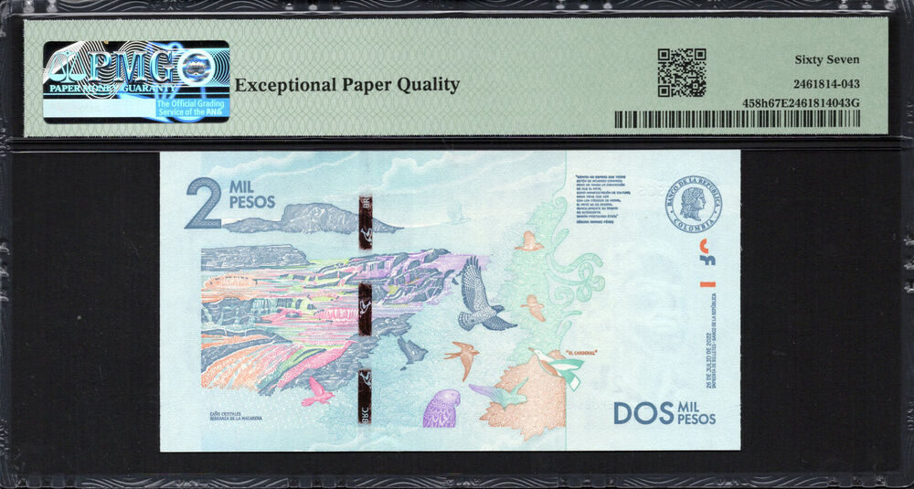 Colombia - 2.000 Pesos 2022 - Pick # 458h - PMG 67 EPQ