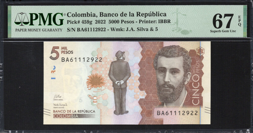 Colombia - 5.000 Pesos 2022 - Pick # 459g - PMG 67 EPQ