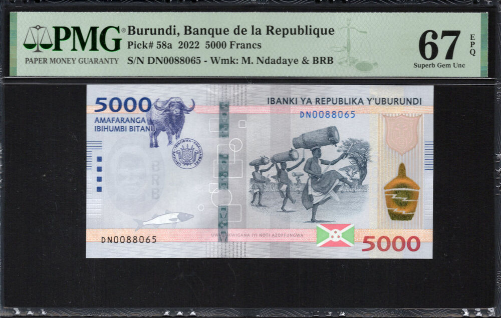 Burundi - 5.000 Francs 2022 - Pick # 58a - PMG 67 EPQ