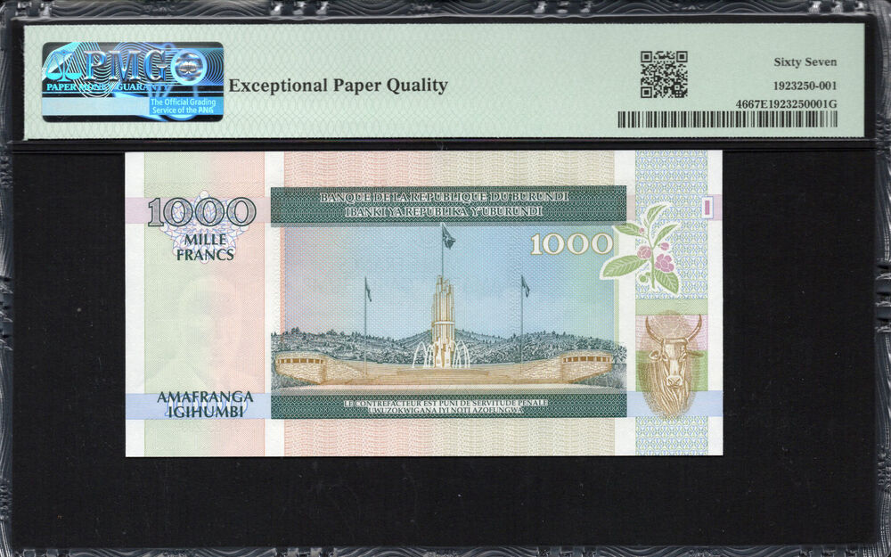 Burundi - 1.000 Francs 2009 - Pick # 46 - PMG 67 EPQ
