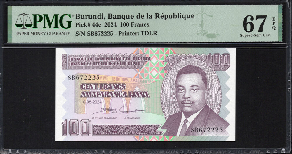 Burundi - 100 Francs 2024 - Pick # 44c - PMG 67 EPQ