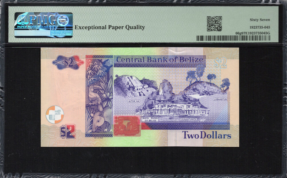 Belize - 2 Dollars 2021 - Pick # 66g - PMG 67 EPQ