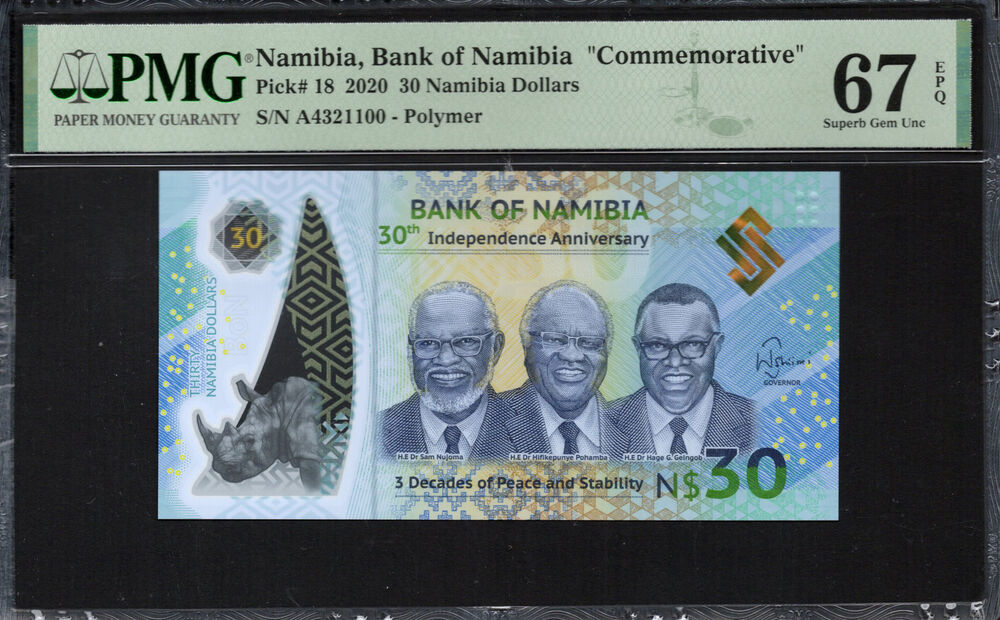 Namibia - 30 Namibia Dollars 2020 - Pick # 18 - PMG 67 EPQ