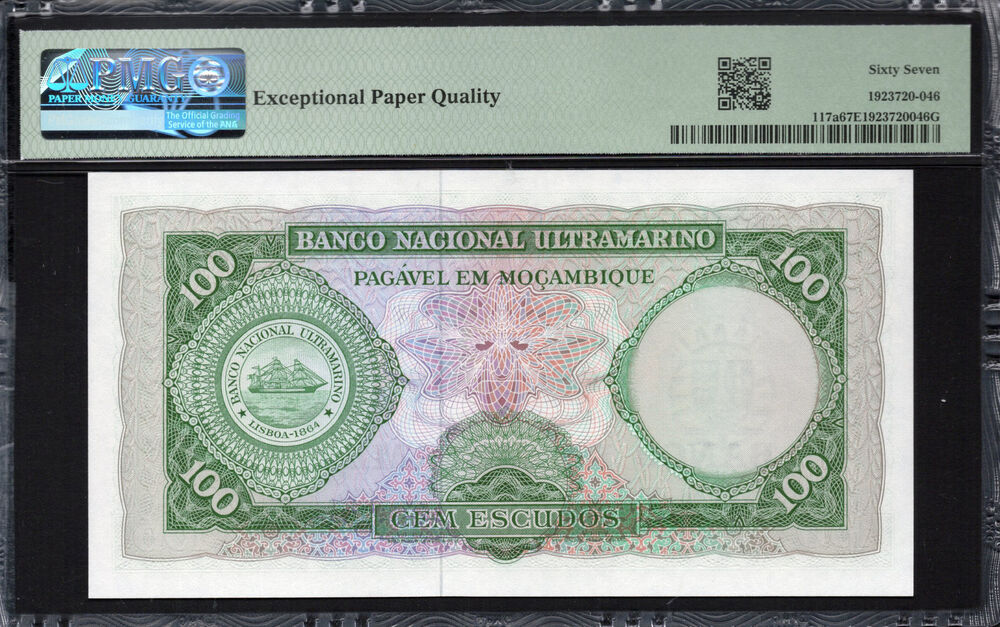 Mozambique - 100 Escudos 1961 - Pick # 117a - PMG 67 EPQ