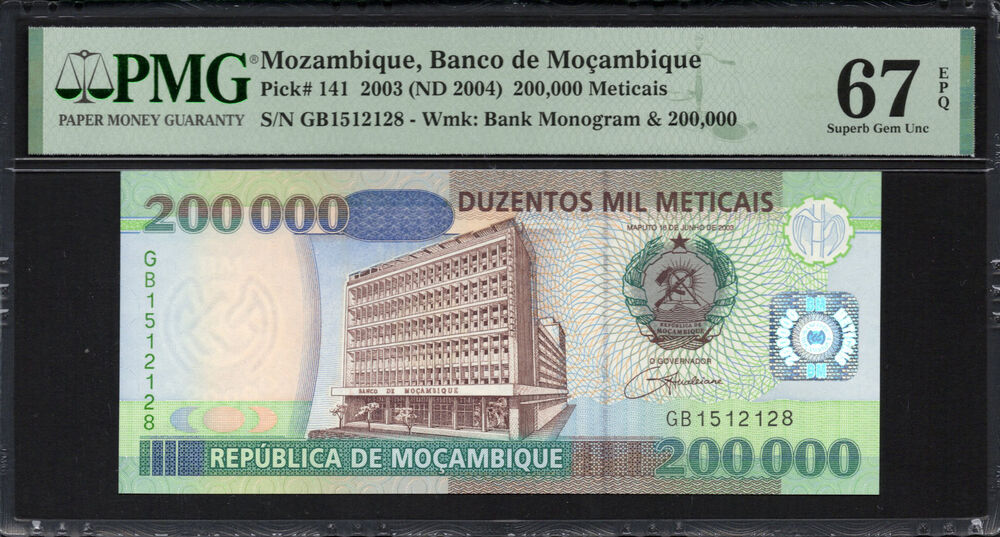 Mozambique - 200.000 Meticais 2003 - Pick # 141 - PMG 67 EPQ