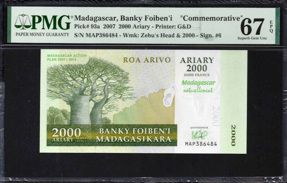 Madagascar - 2.000 Ariary 2007 - Pick # 93a - PMG 67 EPQ