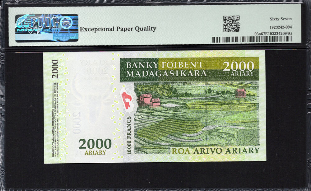 Madagascar - 2.000 Ariary 2007 - Pick # 93a - PMG 67 EPQ