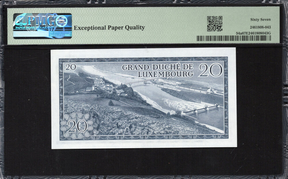 Luxembourg - 20 Francs 1966 - Pick # 54a - PMG 67 EPQ
