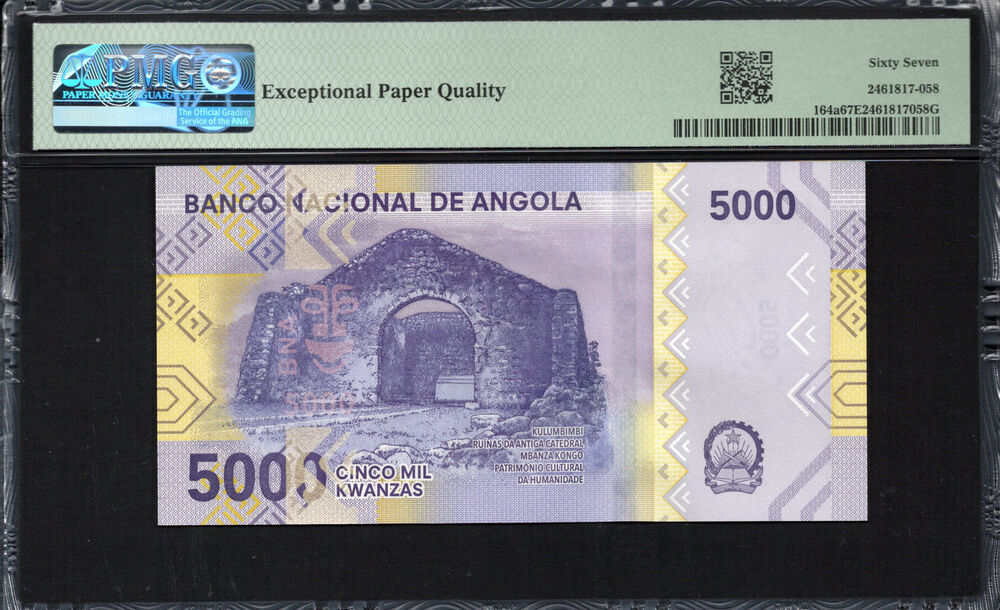 Angola - 5.000 Kwanzas 2020 - Pick # 164a - PMG 67 EPQ