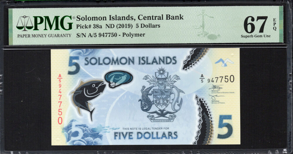 Solomon Islands - 5 Dollars 2019 - Pick # 38a - PMG 67 EPQ