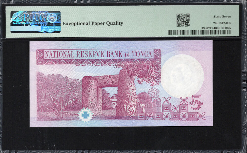Tonga - 5 Pa'anga 1995 - Pick # 33c - PMG 67 EPQ