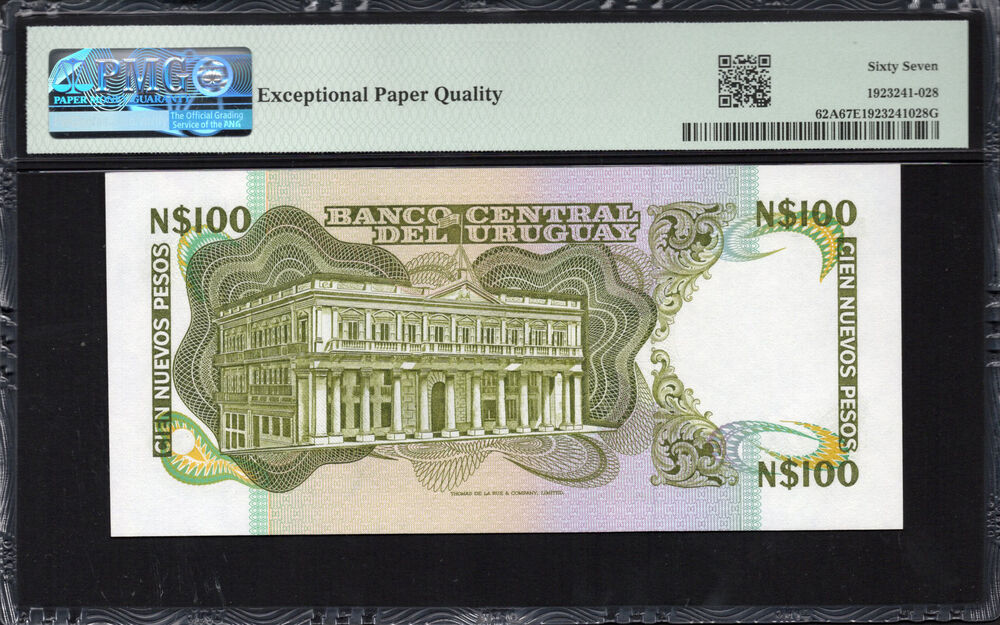 Uruguay - 100 Nuevos Pesos 1987 - Pick # 62A - PMG 67 EPQ