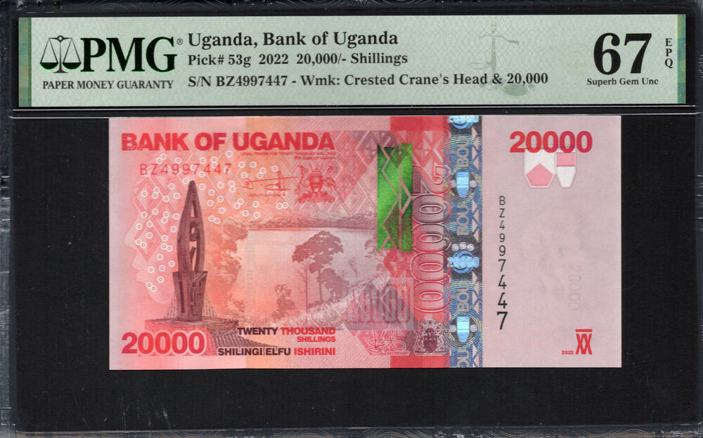 Uganda - 20.000 Shillings 2022 - Pick # 53g - PMG 67 EPQ
