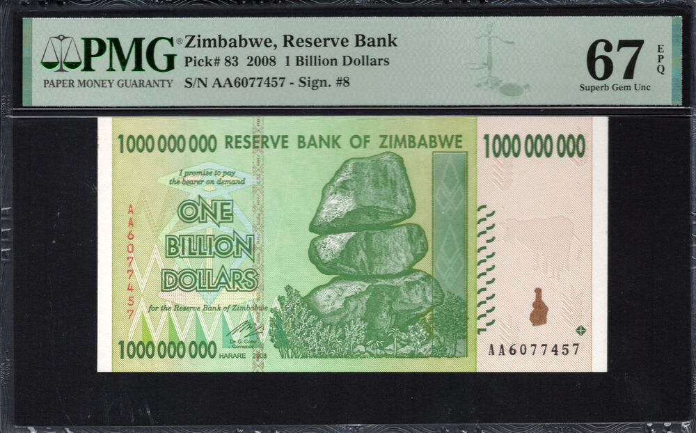 Zimbabwe - 1.000.000.000 Dollars 2008 - Pick # 83 - PMG 67 EPQ