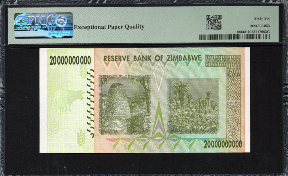 Zimbabwe - 20.000.000.000 Dollars 2008 - Pick # 86 - PMG 66 EPQ