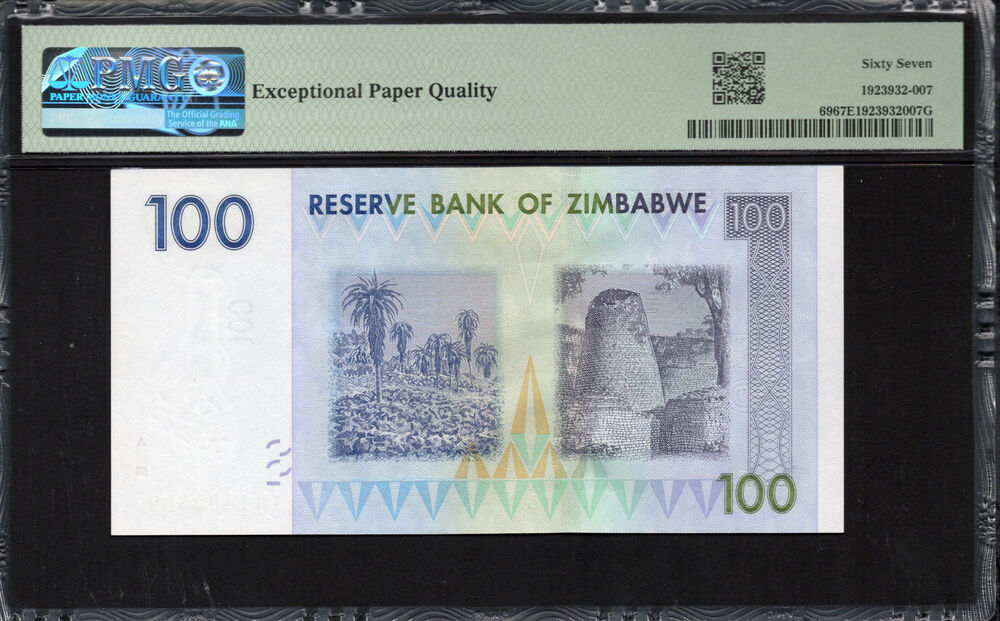 Zimbabwe - 100 Dollars 2007 - Pick # 69 - PMG 67 EPQ