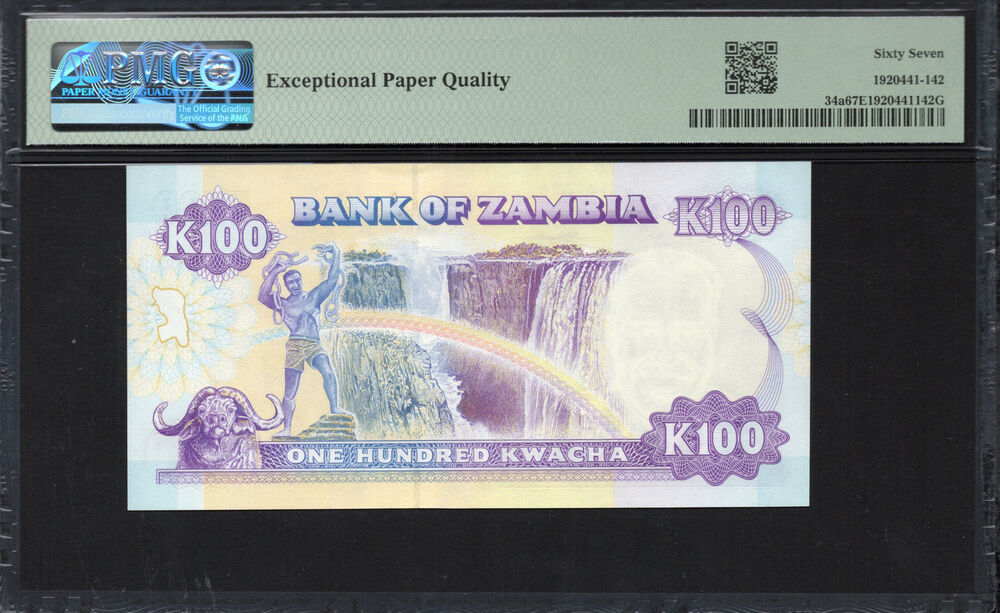 Zambia - 100 Kwacha 1991 - Pick # 34a - PMG 67 EPQ