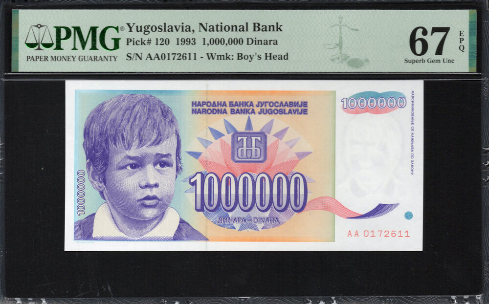 Yugoslavia - 1.000.000 Dinara 1993 - Pick # 120 - PMG 67 EPQ