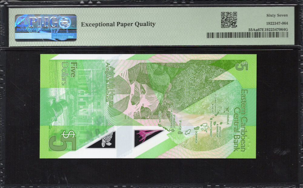 Dominica - 5 Dollars 2021 - Pick # 55Aa - PMG 67 EPQ