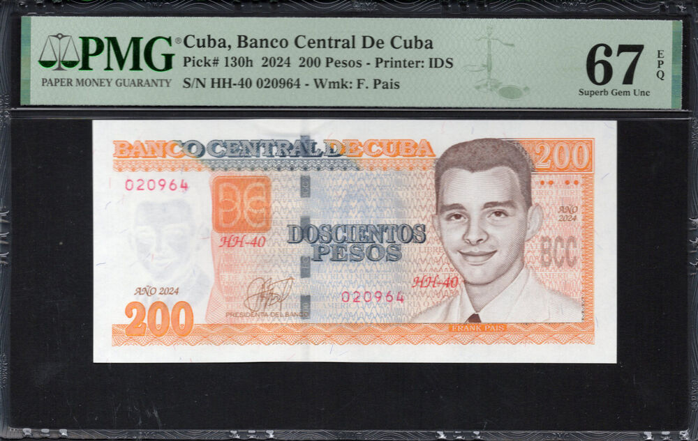 Cuba - 200 Pesos 2024 - Pick # 130h - PMG 67 EPQ