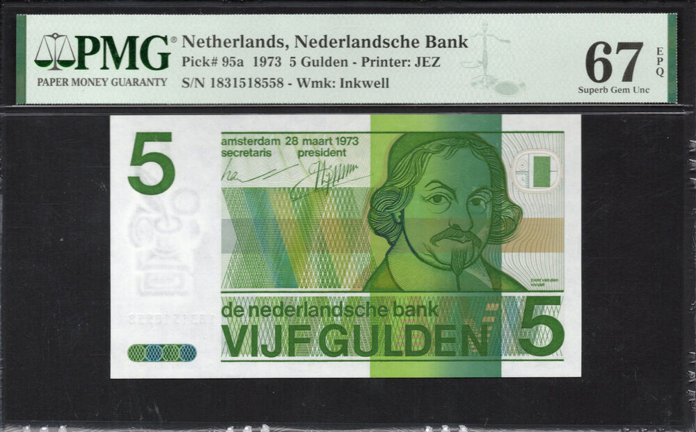 Netherlands - 5 Gulden 1973 - Pick # 95a - PMG 67 EPQ