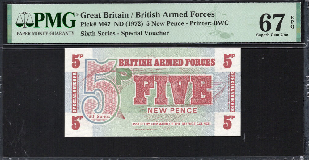 Great Britain - 5 New Pence 1972 - Pick # M47 - PMG 67 EPQ