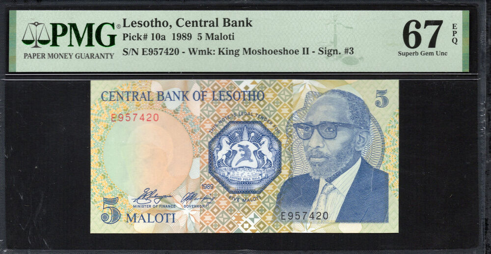 Lesotho - 5 Maloti 1989 - Pick # 10a - PMG 67 EPQ