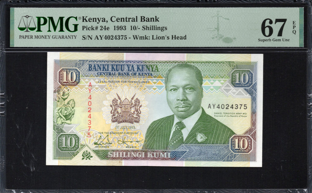 Kenya - 10 Shillings 1993 - Pick # 24e - PMG 67 EPQ