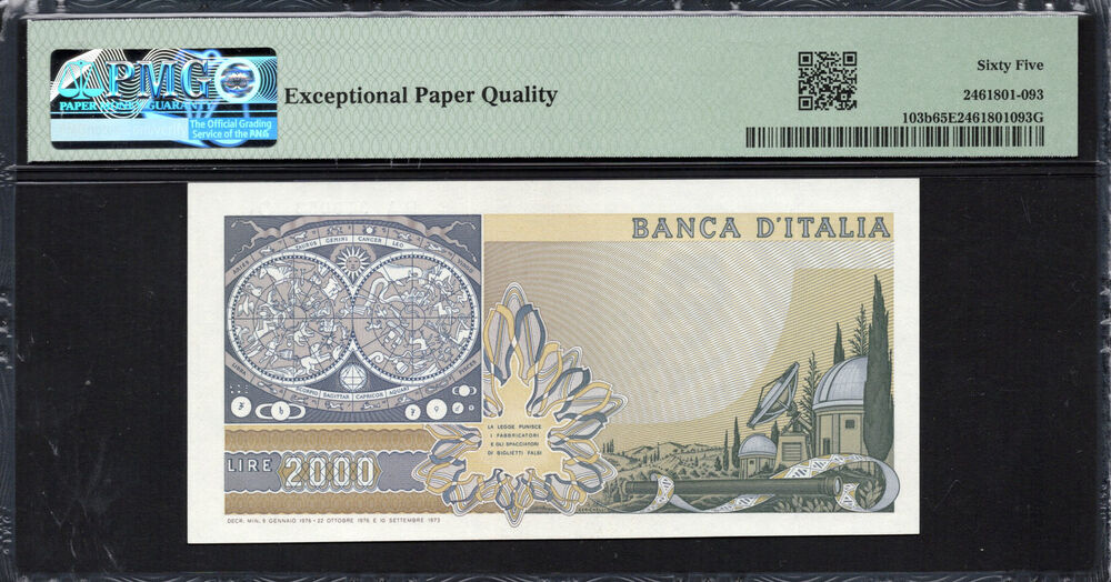 Italy - 2.000 Lire 1976 - Pick # 103b - PMG 65 EPQ