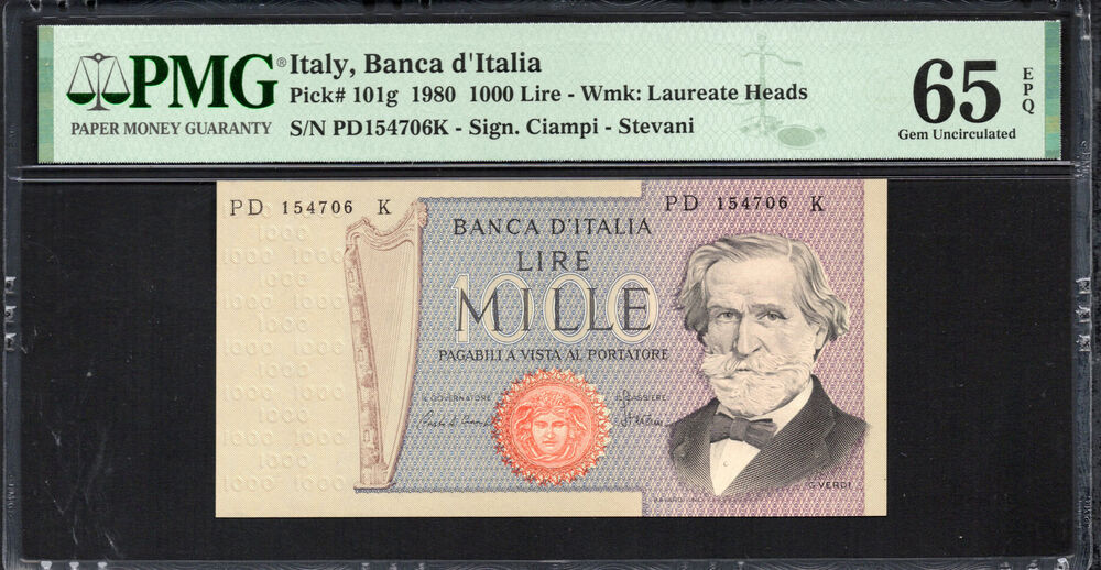 Italy - 1.000 Lire 1980 - Pick # 101g - PMG 65 EPQ