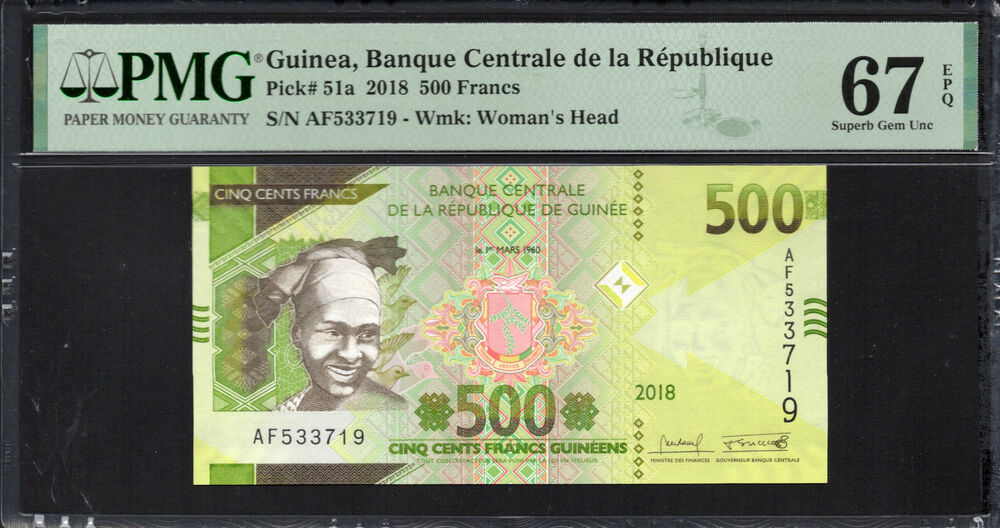 Guinea - 500 Francs 2018 - Pick # 51a - PMG 67 EPQ