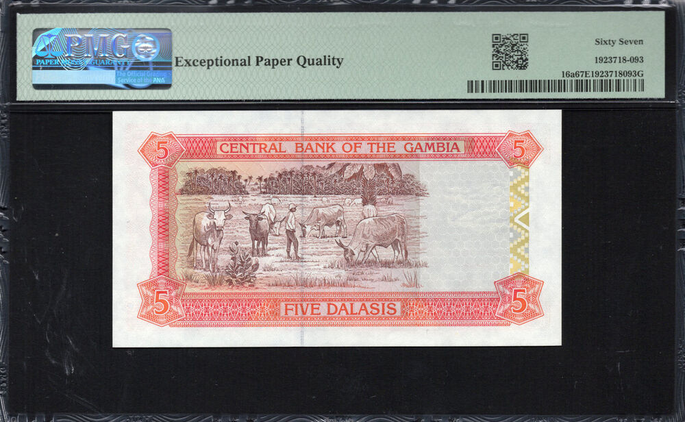 Gambia - 5 Dalasis 1996 - Pick # 16a - PMG 67 EPQ