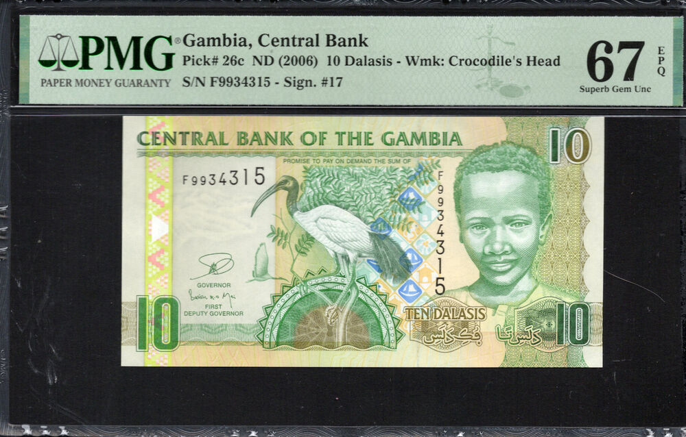 Gambia - 10 Dalasis 2006 - Pick # 26c - PMG 67 EPQ