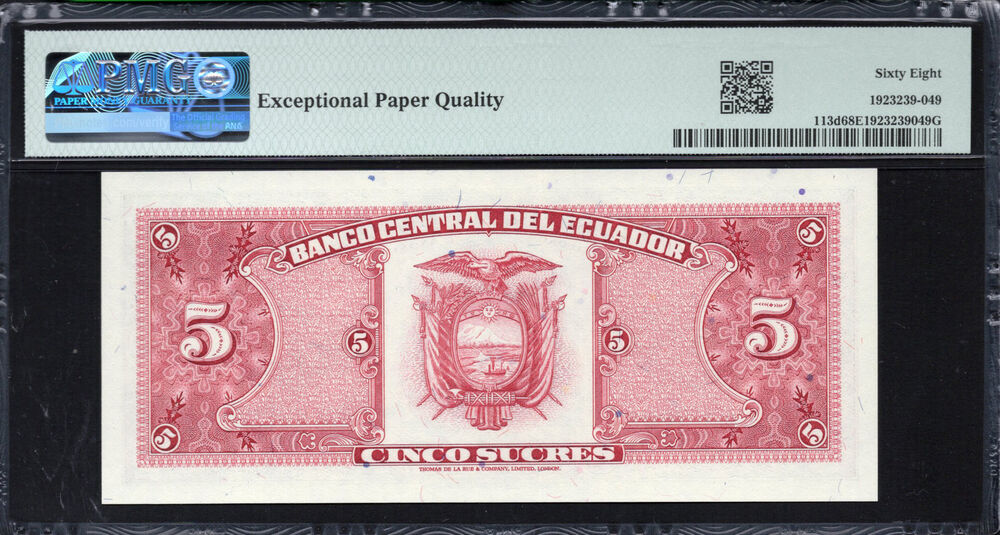 Ecuador - 5 Sucres 1983 - Pick # 113d - PMG 68 EPQ