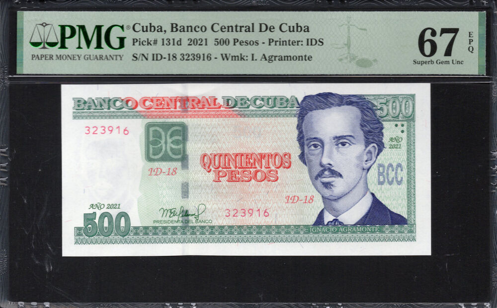 Cuba - 500 Pesos 2021 - Pick # 131d - PMG 67 EPQ