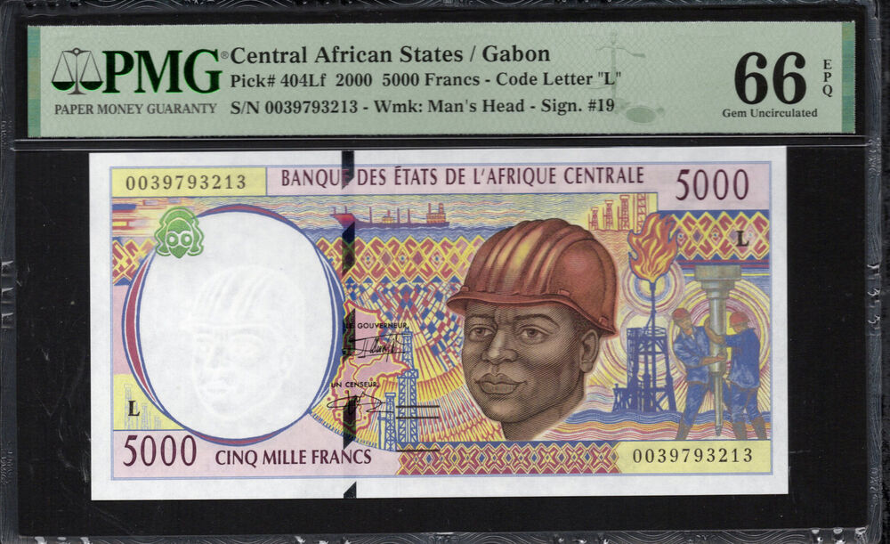 Gabon - 5.000 Francs 2000 - Pick # 404Lf - PMG 66 EPQ