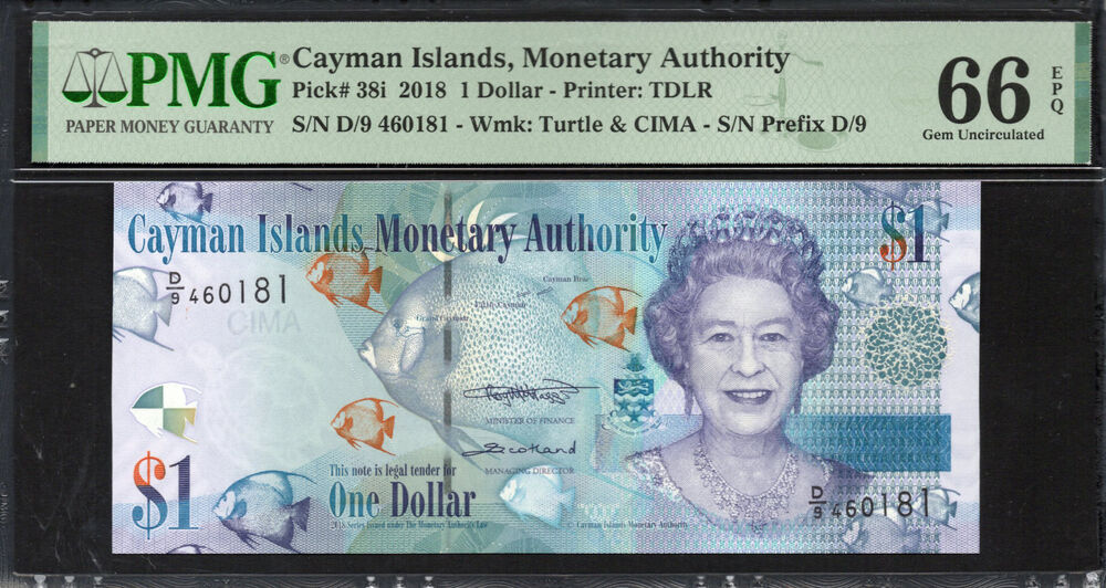 Cayman Islands - 1 Dollar 2018 - Pick # 38i - PMG 66 EPQ