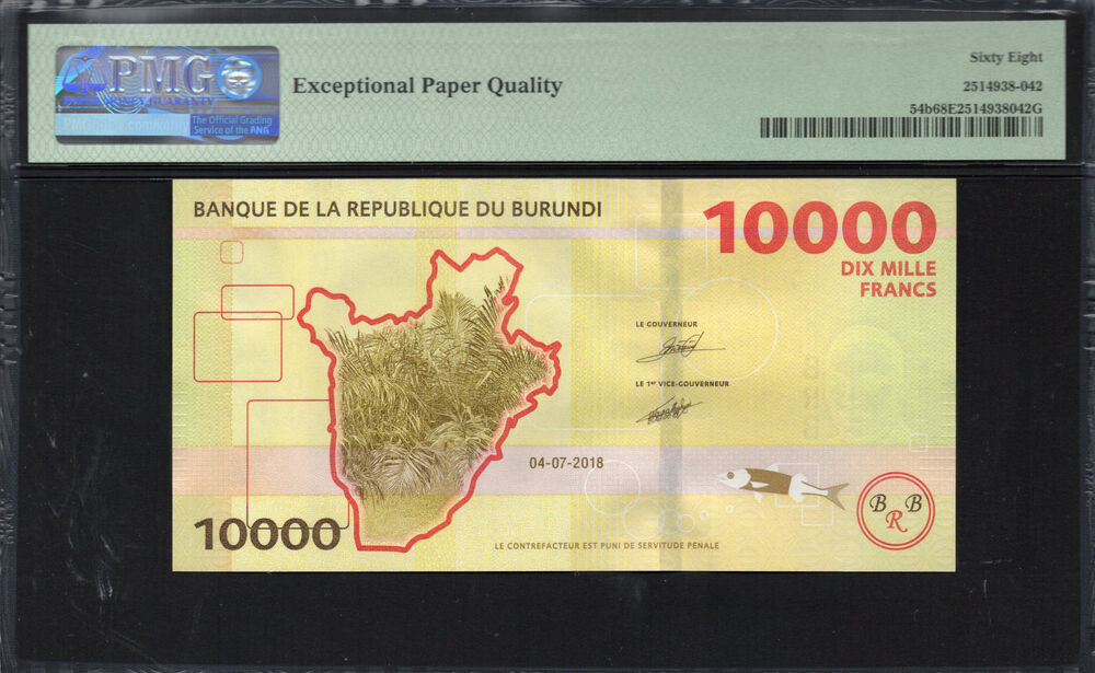 Burundi - 10.000 Francs 2018 - Pick # 54b - PMG 68 EPQ
