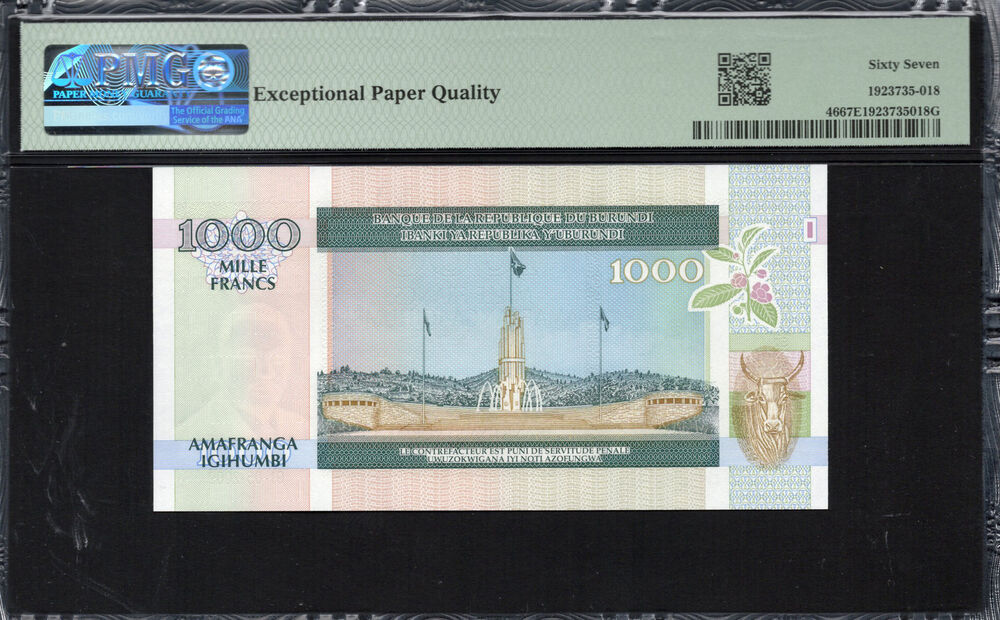 Burundi - 1.000 Francs 2009 - Pick # 46 - PMG 67 EPQ