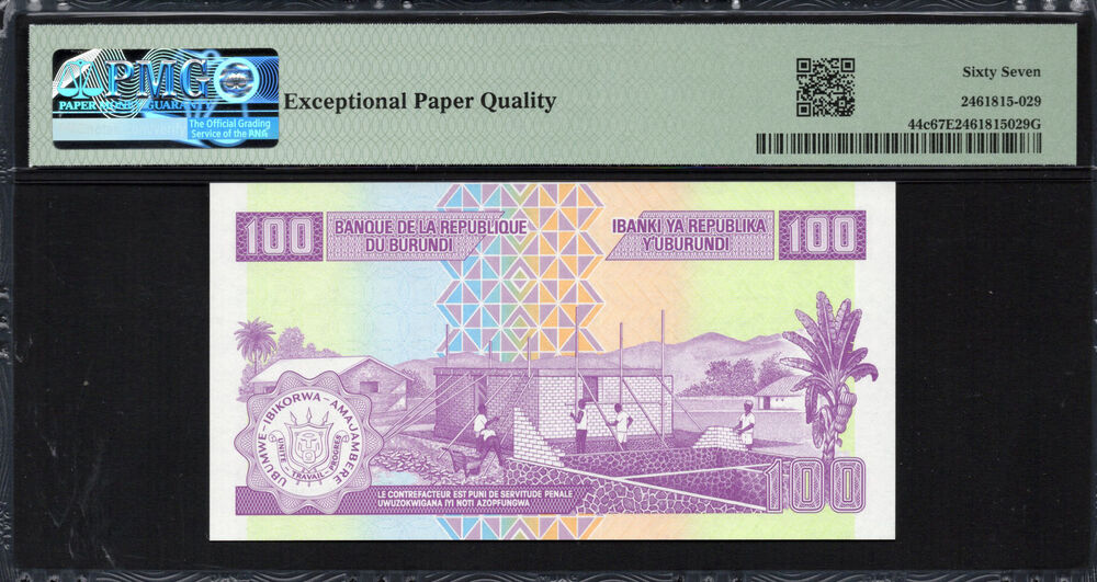 Burundi - 100 Francs 2024 - Pick # 44c - PMG 67 EPQ