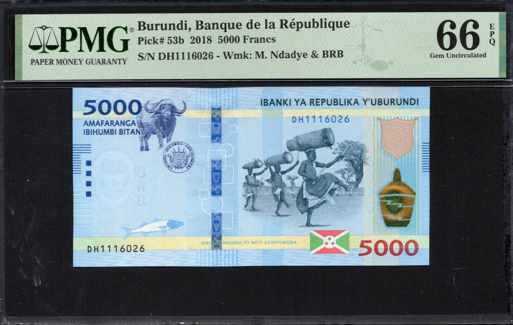Burundi - 5.000 Francs 2018 - Pick # 53b - PMG 66 EPQ