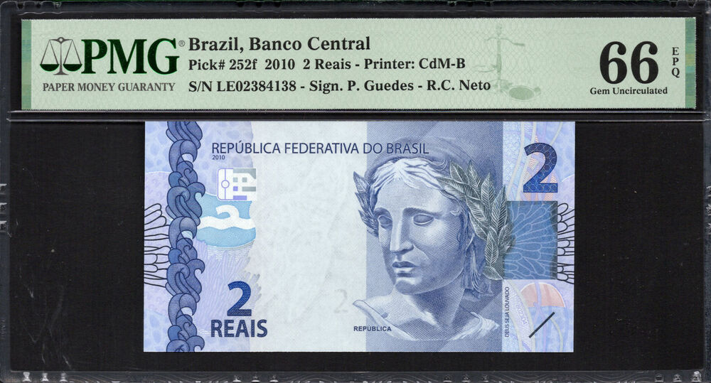 Brazil - 2 Reais 2010 - Pick # 252f - PMG 66 EPQ