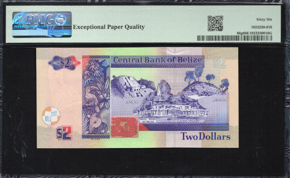 Belize - 2 Dollars 2021 - Pick # 66g - PMG 66 EPQ