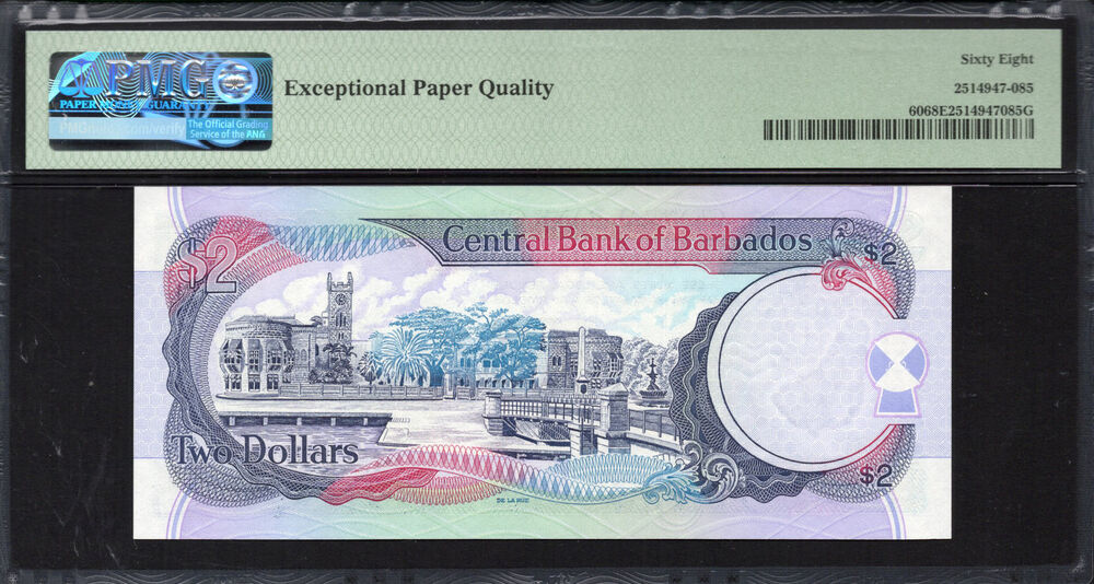 Barbados - 2 Dollars 2000 - Pick # 60 - PMG 68 EPQ