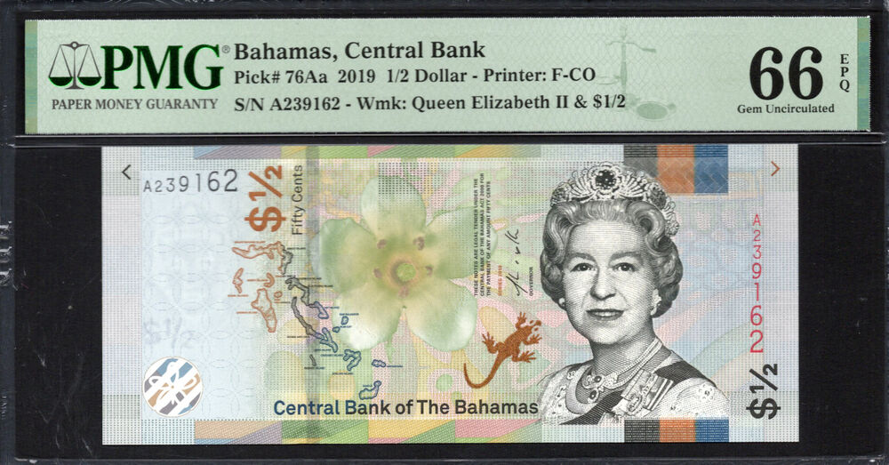 Bahamas - Half Dollar 2019 - Pick # 76Aa - PMG 66 EPQ