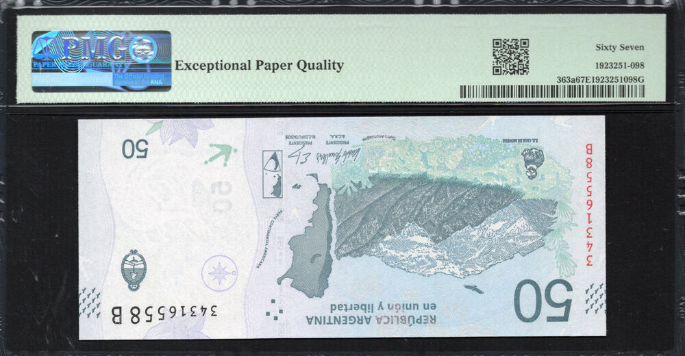 Argentina - 50 Pesos 2018 - Pick # 363a - PMG 67 EPQ