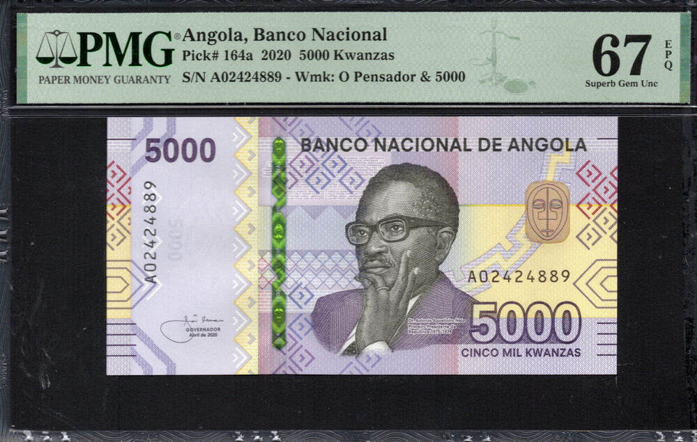 Angola - 5.000 Kwanzas 2020 - Pick # 164a - PMG 67 EPQ