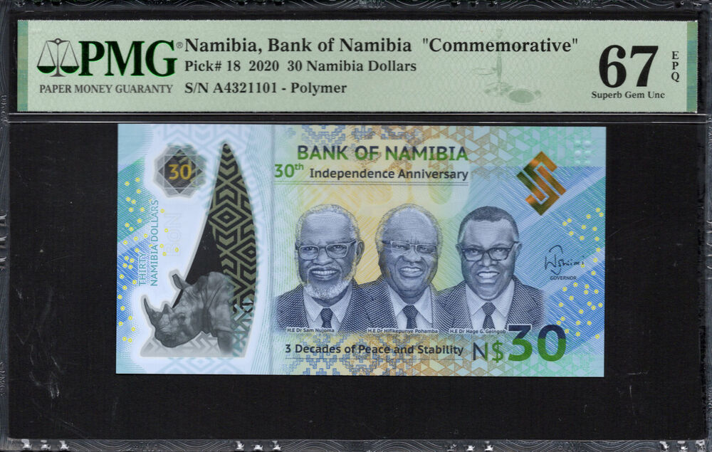 Namibia - 30 Namibia Dollars 2020 - Pick # 18 - PMG 67 EPQ