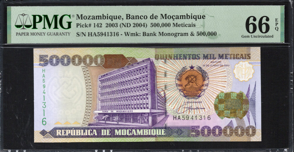 Mozambique - 500.000 Meticais 2003 - Pick # 142 - PMG 66 EPQ