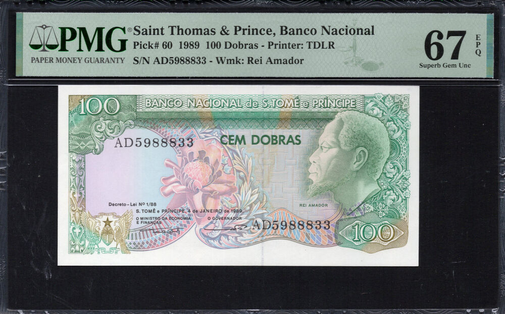 Sao Tome and Principe - 100 Dobras 1989 - Pick # 60 - PMG 67 EPQ